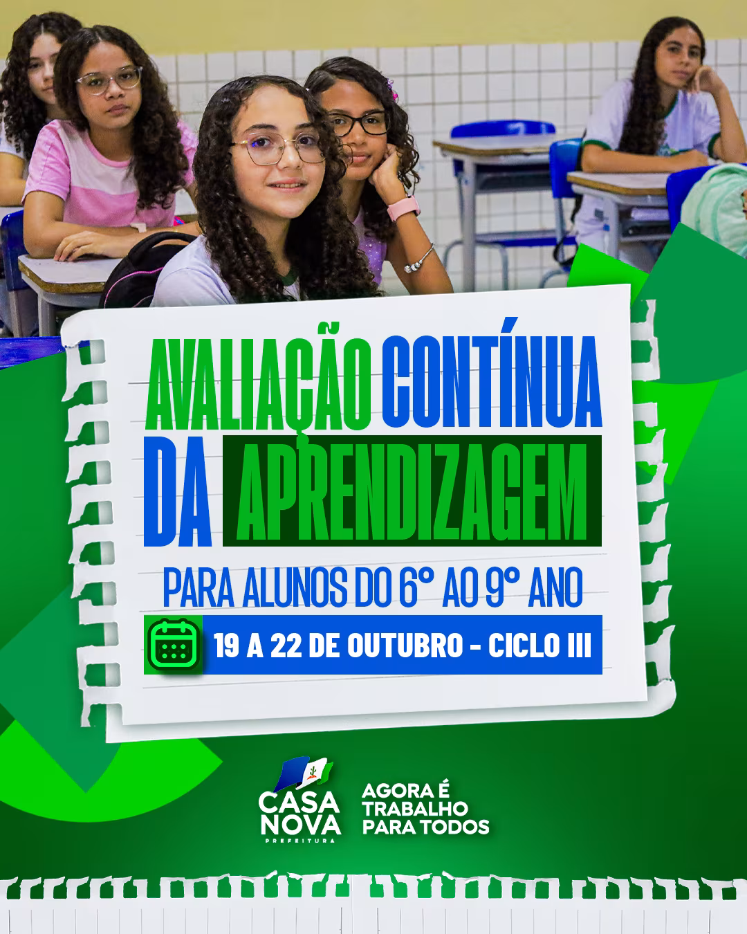 CASA NOVA: Rede municipal de ensino participa do IIIº ciclo da Avaliação Contínua da Aprendizagem